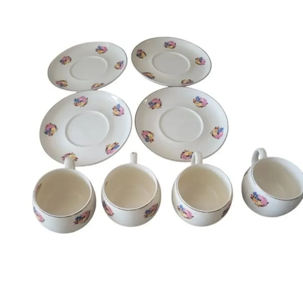 Vintage 30s Country Gentleman by Cavitt Shaw WS George Tea Cup Saucer Set of‎ 4